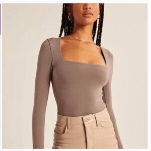 Abercrombie & Fitch Soft A&F Square neck BodySuit Size XL Clean Girl BalletCore
